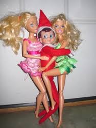 elf on the shelf with barbies
